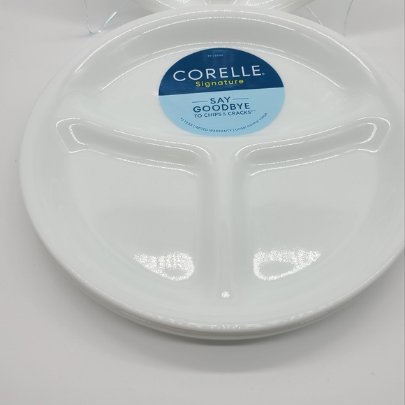 Corelle 8.5" Divided Plates Four Plates - Picture 2 of 4